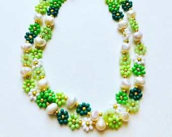 Collana Girocollo Floreale Con Perle E Margherite – Realizzata A Mano, Stile Vintage Bohémien, Regalo Estivo - 2