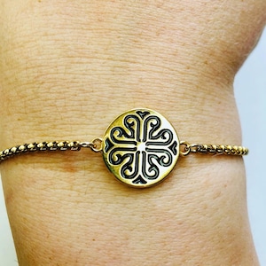 Greek bracelet, black gold coin bracelet for woman/man, gift jewelry/bracelet