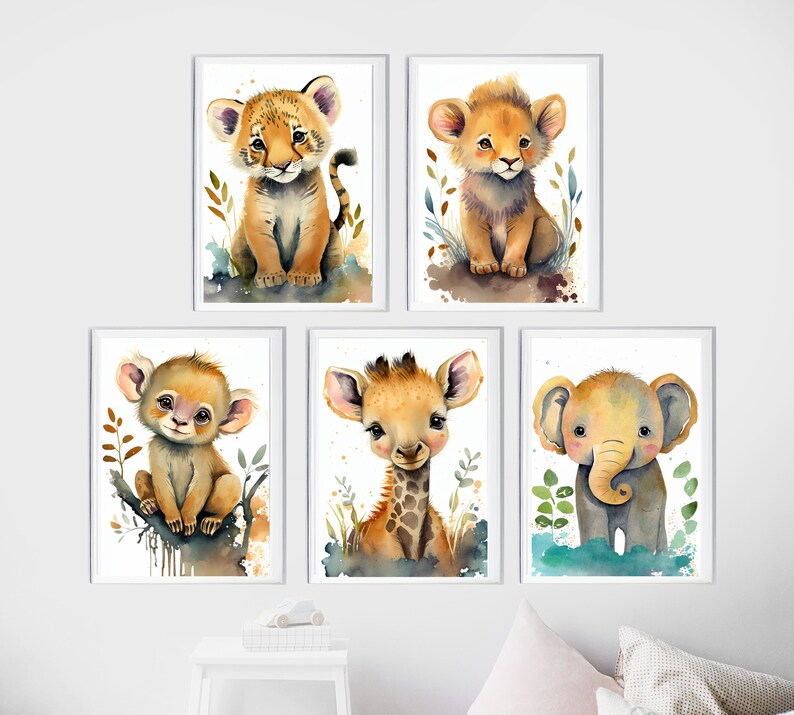 Watercolor Safari Animals Nursery Prints Digital Download Printable watercolor-safari-animals-nursery-prints-digital-download-printable