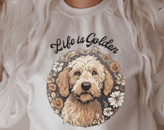 Sudadera Goldendoodle, camisa de garabato dorado, linda camisa goldendoodle, regalos goldendoodle, Regalo para el dueño del garabato dorado, cuello redondo, retro