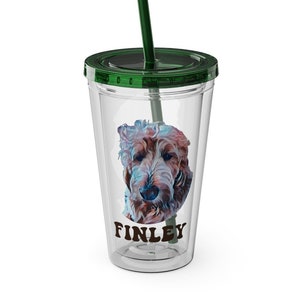 Custom Dog Tumbler, Custom Pet Tumbler, Pet Portrait Tumbler, Goldendoodle Gifts, Goldendoodle Tumbler, Dog Mom Gift Ideas, Iced Coffee