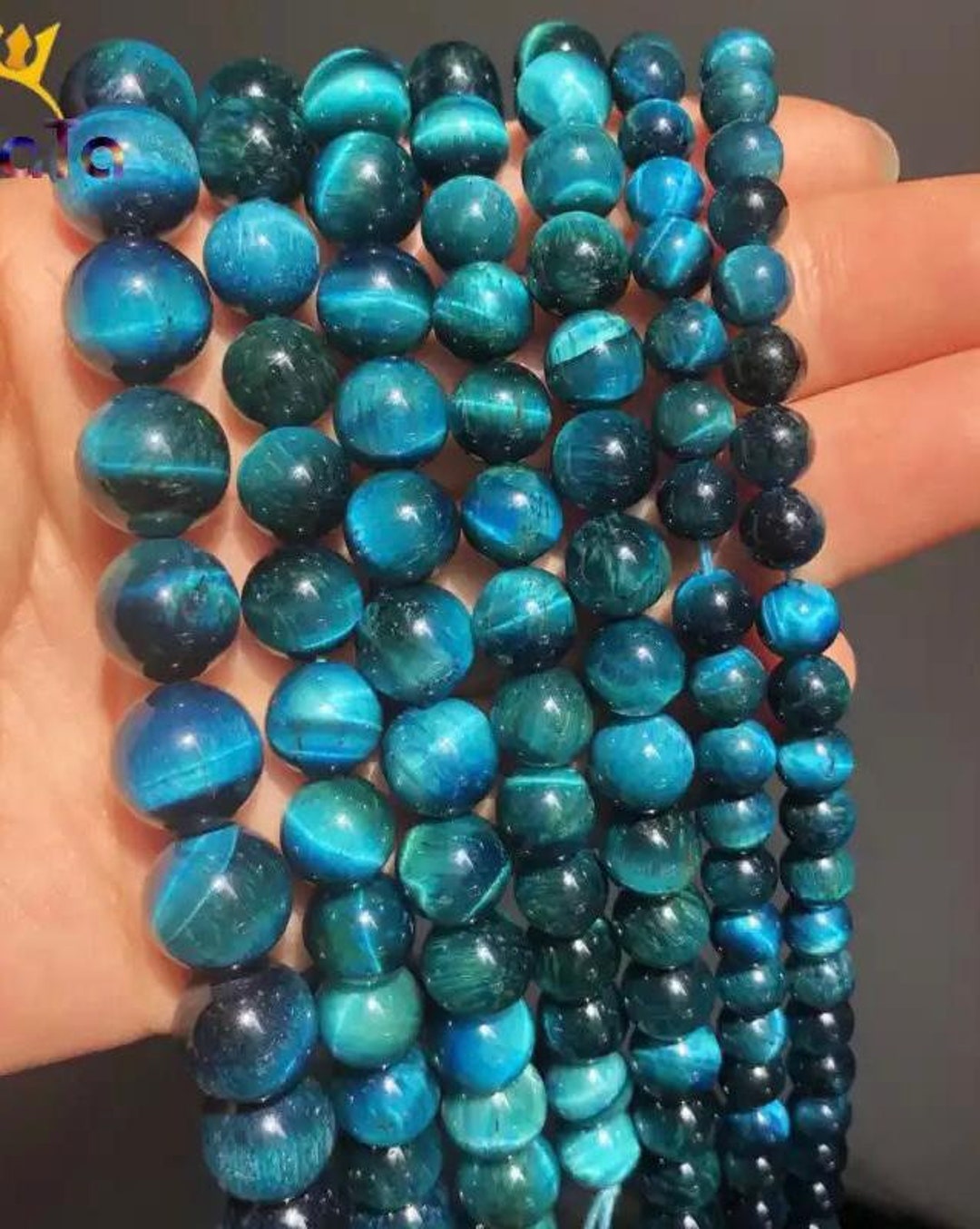 Natural Blue Tiger Eye Attractive Gemstone Jewellery Round Beads