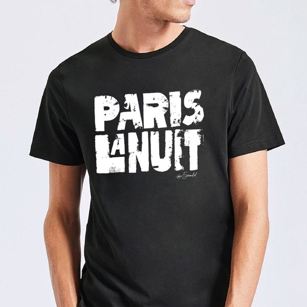 T-shirt noir Paris la nuit