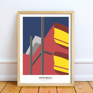 Impression d'art Affiche de Montreuil Le conservatoire de musique vu de nuit