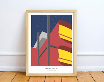 Art printing Poster of Montreuil The music conservatory seen at night