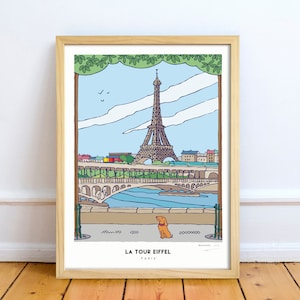 Paris - Les bords de Seine - La tour Eiffel - affiche déco - impression d'art