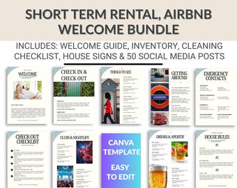 Airbnb Welcome Book Template, Editable Canva Guest Guide, Vacation Rental House Manual, Printable Host Book , Superhost eBook, Edit in Canva