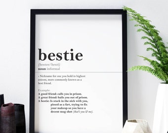 Best Friend Print, Best Friend Gift, Bestie Definition Print, BFF Gift, Gift for friend