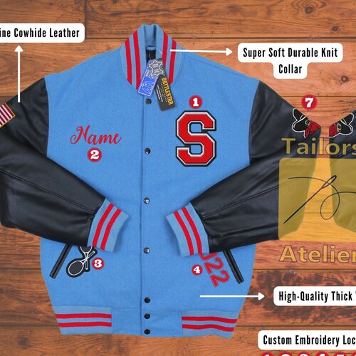 Personalized Handmade shops Thick Wool and Genuine Cowhide Leather Premium Bomber Letterman Custom College Varsity Baseball Embroidered Jacket