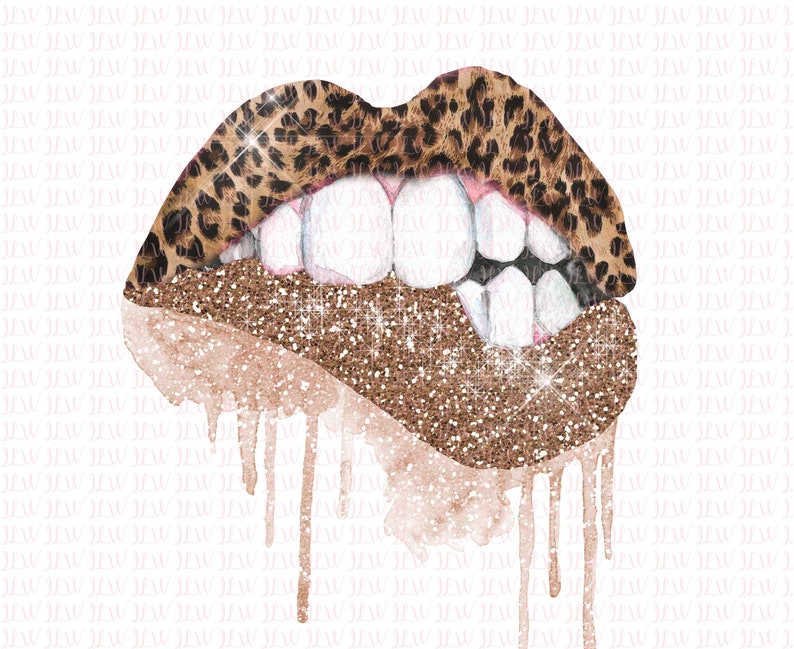 DrippingLipsPinkLeopardCheetahGlitterGoldWatercolorSub image 0