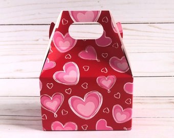 Goodie Box 10 Valentine/'s Day Party Favor Boxes Valentine Hearts Gift Box Valentine Party Decorations Hearts Mini Gable Box Candy Box