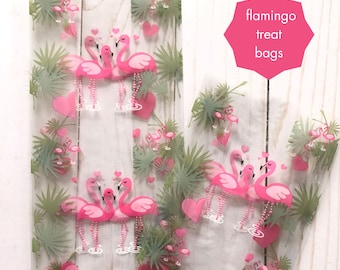 20 MEDIUM Flamingo Party Favor Bags, Tropical Cello Bag, Flamingo Party Decorations, Flamingo Wedding Favor Bag, Cello Goody Bag, 4" x 9"