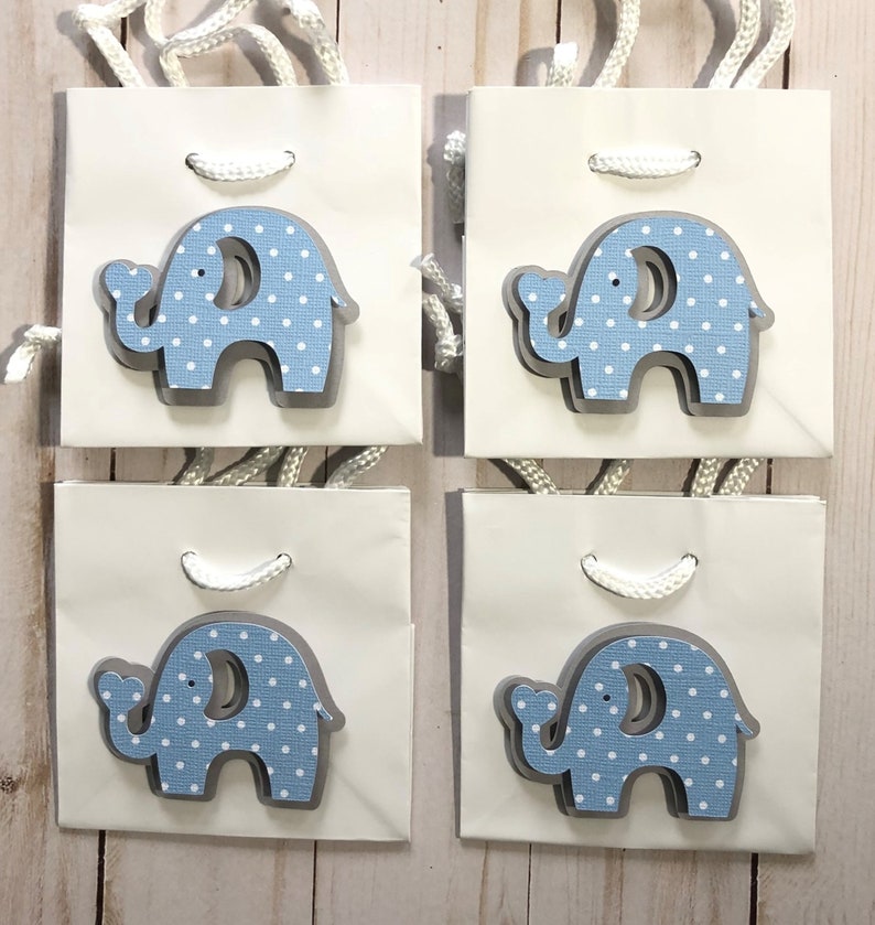 8 Baby Blue Elephant Gift Bags Baby Shower Party Favor Bag Etsy
