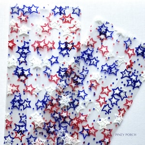 20 LARGE Patriotic Treat Bags, Red White and Blue Star Favor Bags, Fourth of July Cello Bag, Patriotic Party Decor, Cookie Treat Bag, 5&quot;x11&quot;