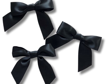 20 Black Satin Bows, Party Favor Bow, Gift Bag Bow, Special Event Bows, Package Embellishment, Wedding Favors, Black Treat Bag Bows, 3"x3"