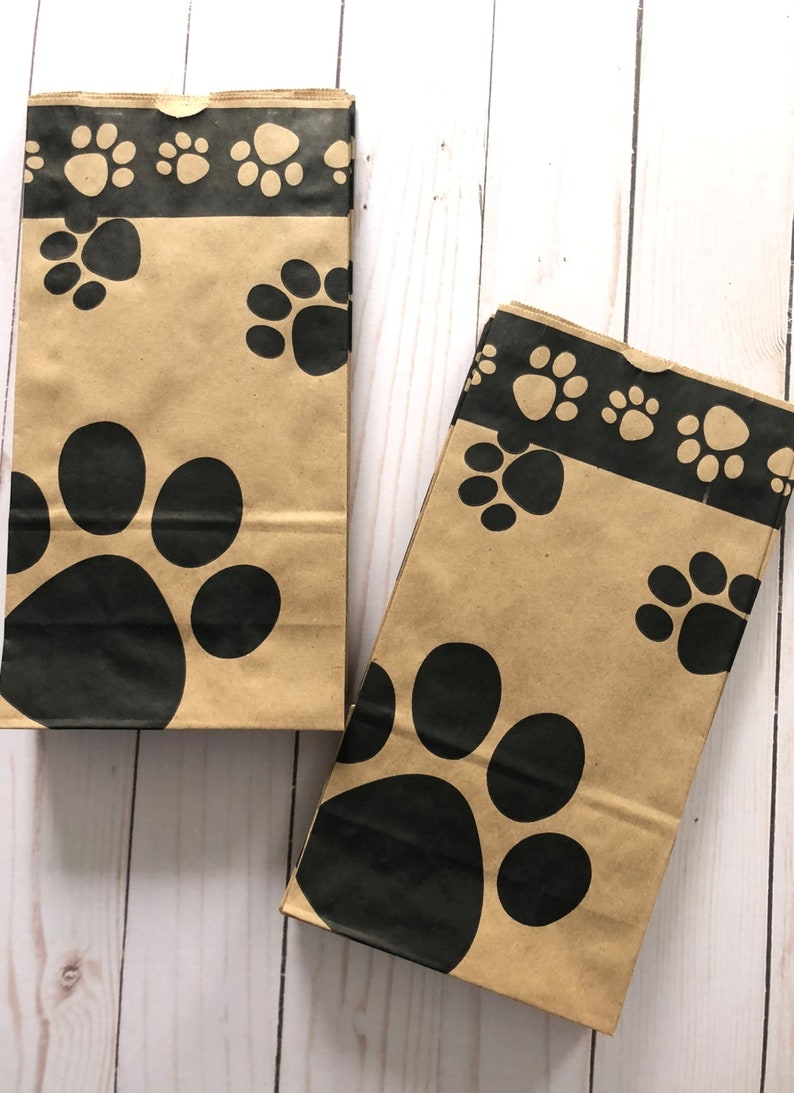 20 Black Paw Print Party Favor Bags Dog Goodie Bag Doggie Etsy