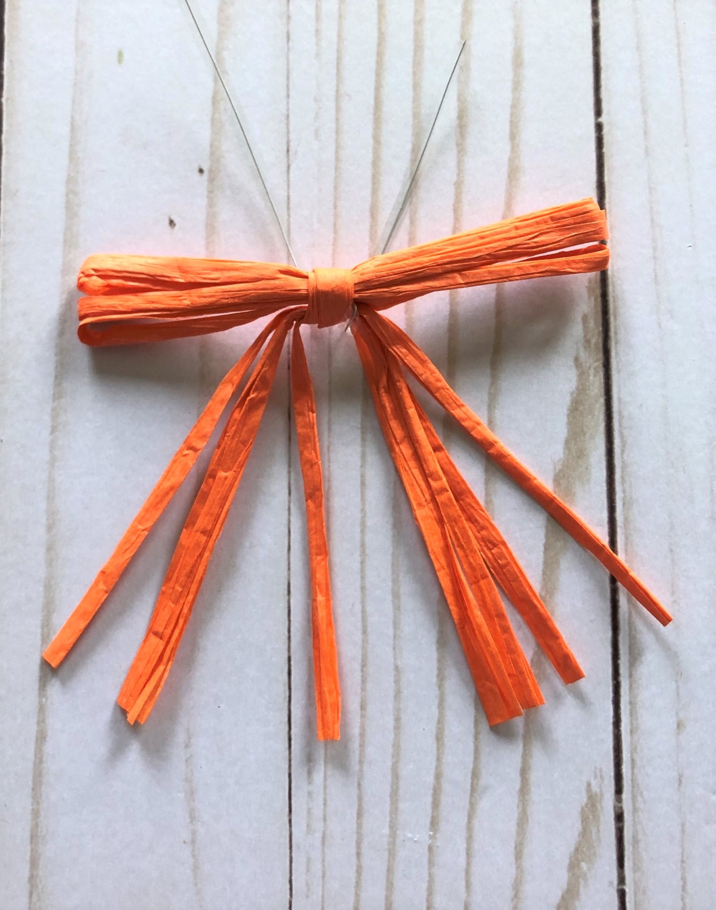 15 Orange PreTied Raffia Bows Small Raffia Package Bow Fall Etsy