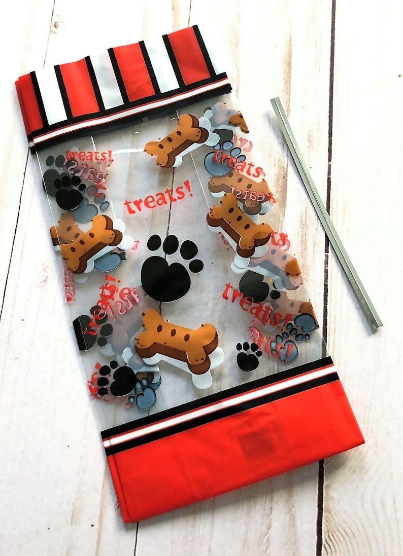 20 Doggie Treat Bags Pawprint Cello Bags for Dog Treats Dog Etsy