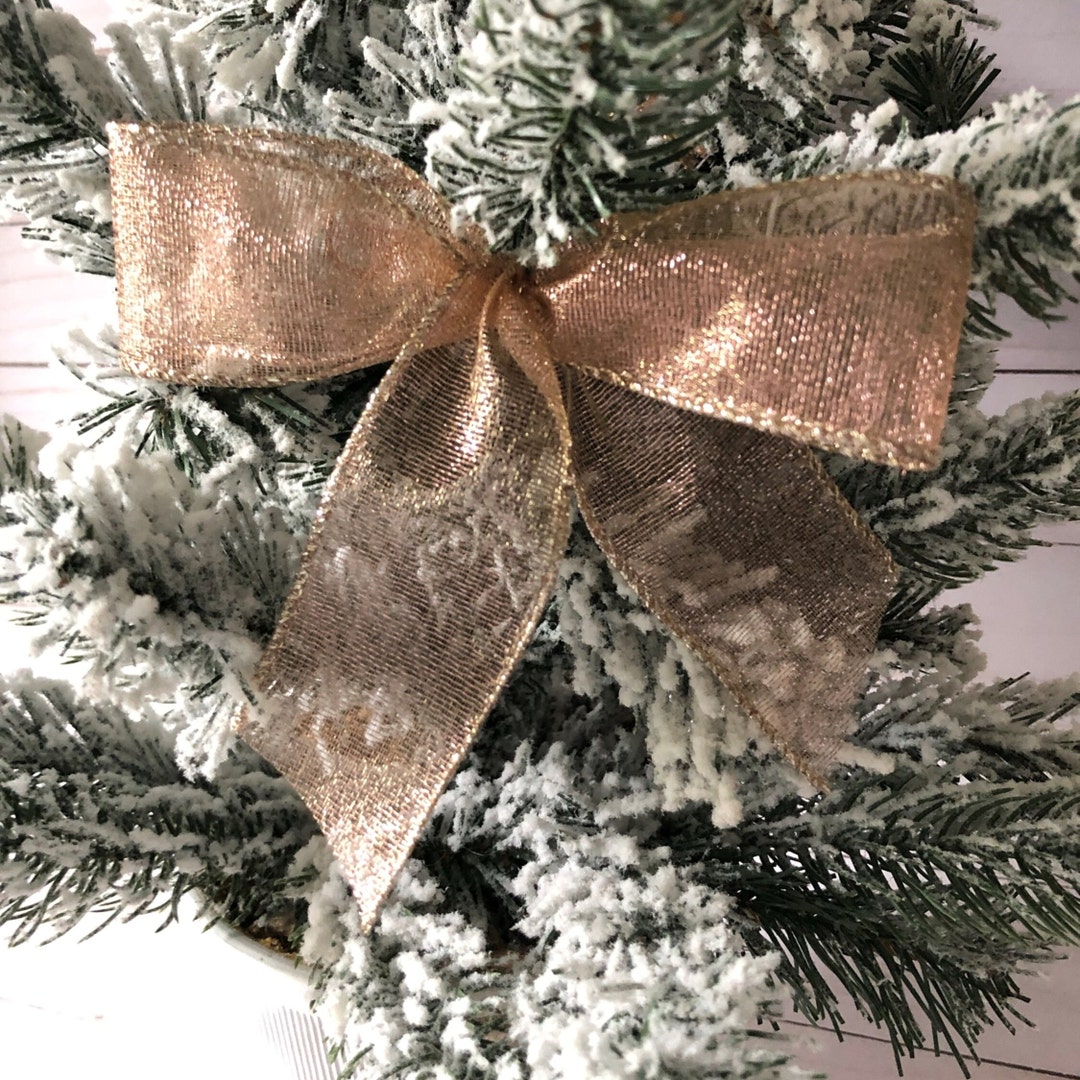 10 Rose Gold Christmas Tree Bows, Rose Gold Christmas Decor Bows