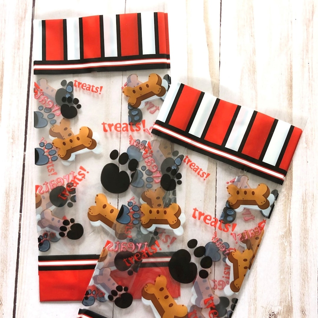 20 Paw Print Cello Bags for Dog Treats, Doggie Treat Bags, Dog Party