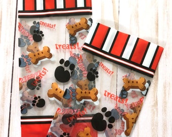 20 Paw Print Cello Bags for Dog Treats, Doggie Treat Bags, Dog Party Favor Bags, Puppy Treats, Goodie Bags, Dog Biscuit Packaging, 3.5"x7.5"