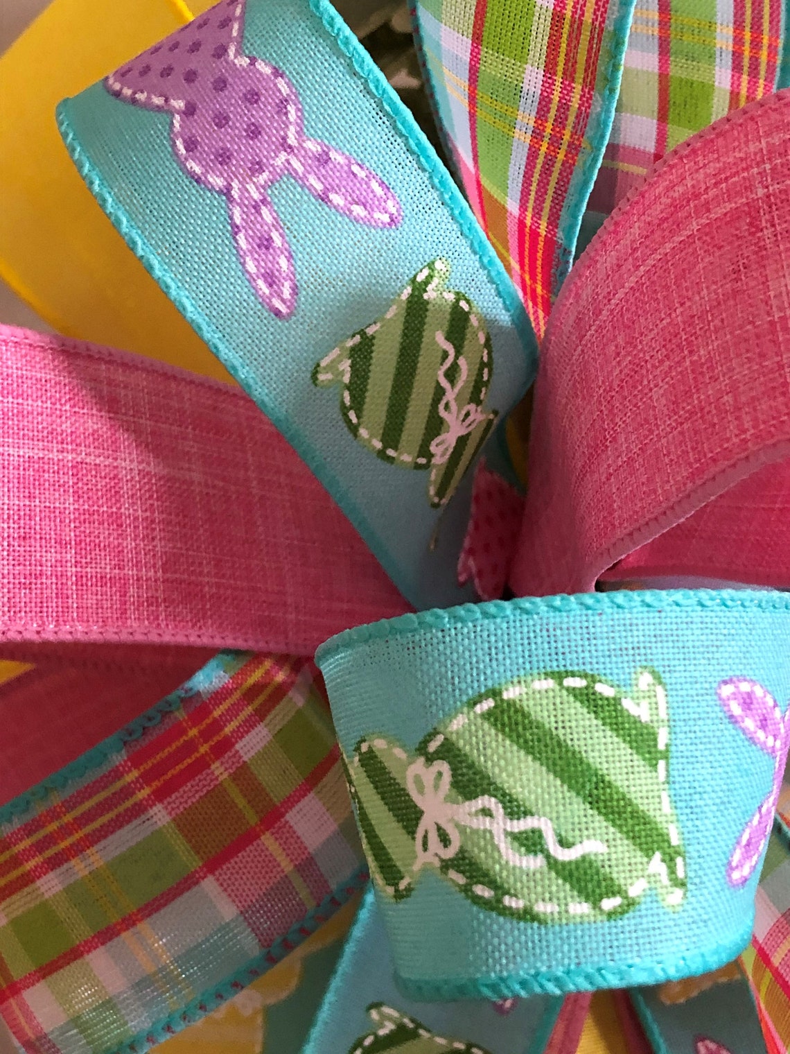 Easter Wreath Bow Gift Basket Bow Spring Front Door Décor Etsy