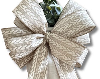 Everyday Neutral Accent Bow, Year Round Wreath Bow, Neutral Front Door and Porch Decor, Lantern Bow, Boho Bow, Classic Door Bow, Neutral Bow