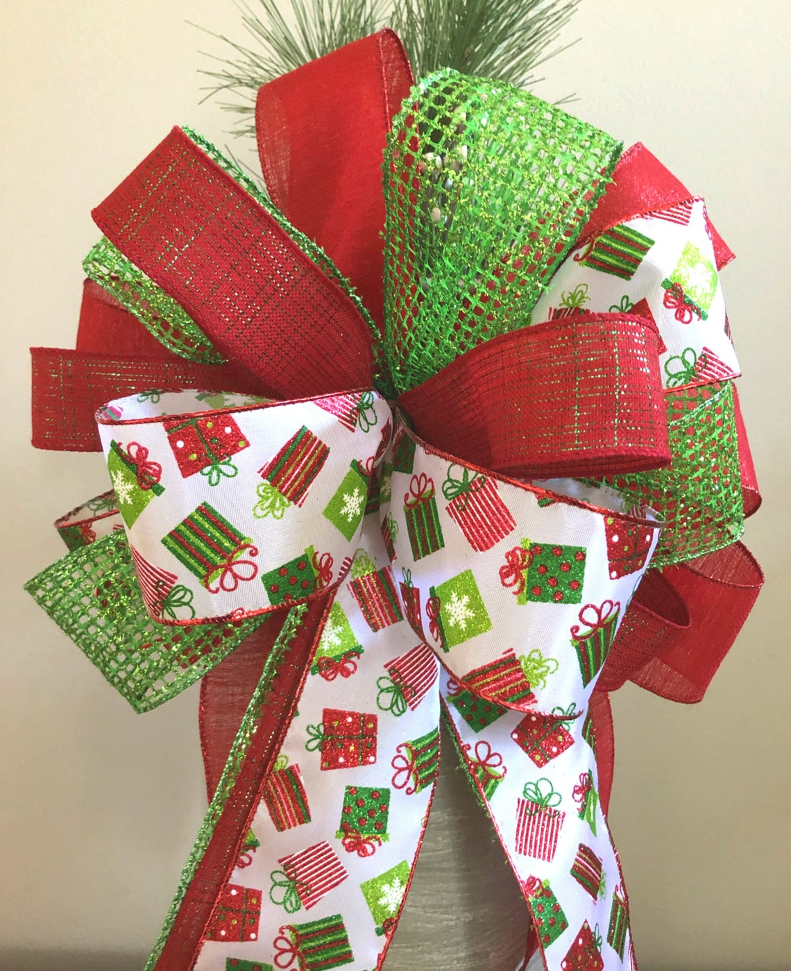 Christmas Bow Holiday Wreath Bow Front Door Decor Holiday Etsy