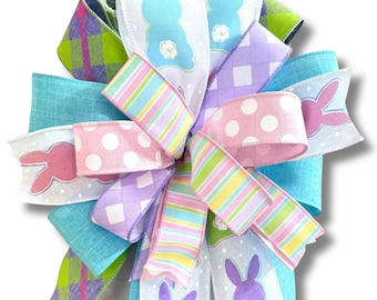 Easter Bunny Wreath Bow, Spring Bunny Bow, Front Porch Decor, Spring Lantern Bow, Bunny Mailbox Bow, Bunny Butts Bow, Easter Basket Bow