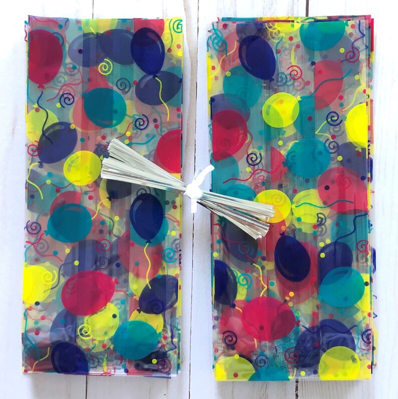 20 Balloon Party Favor Bags Cellophane Treat Bag Party Etsy