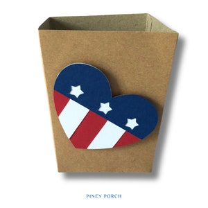 10 Patriotic Heart Party Favor Boxes, Patriotic Favors, Red White and Blue Party Decor, 4th of July Favor Box, Patriotic Treat Box, 3&quot;x3.75&quot;