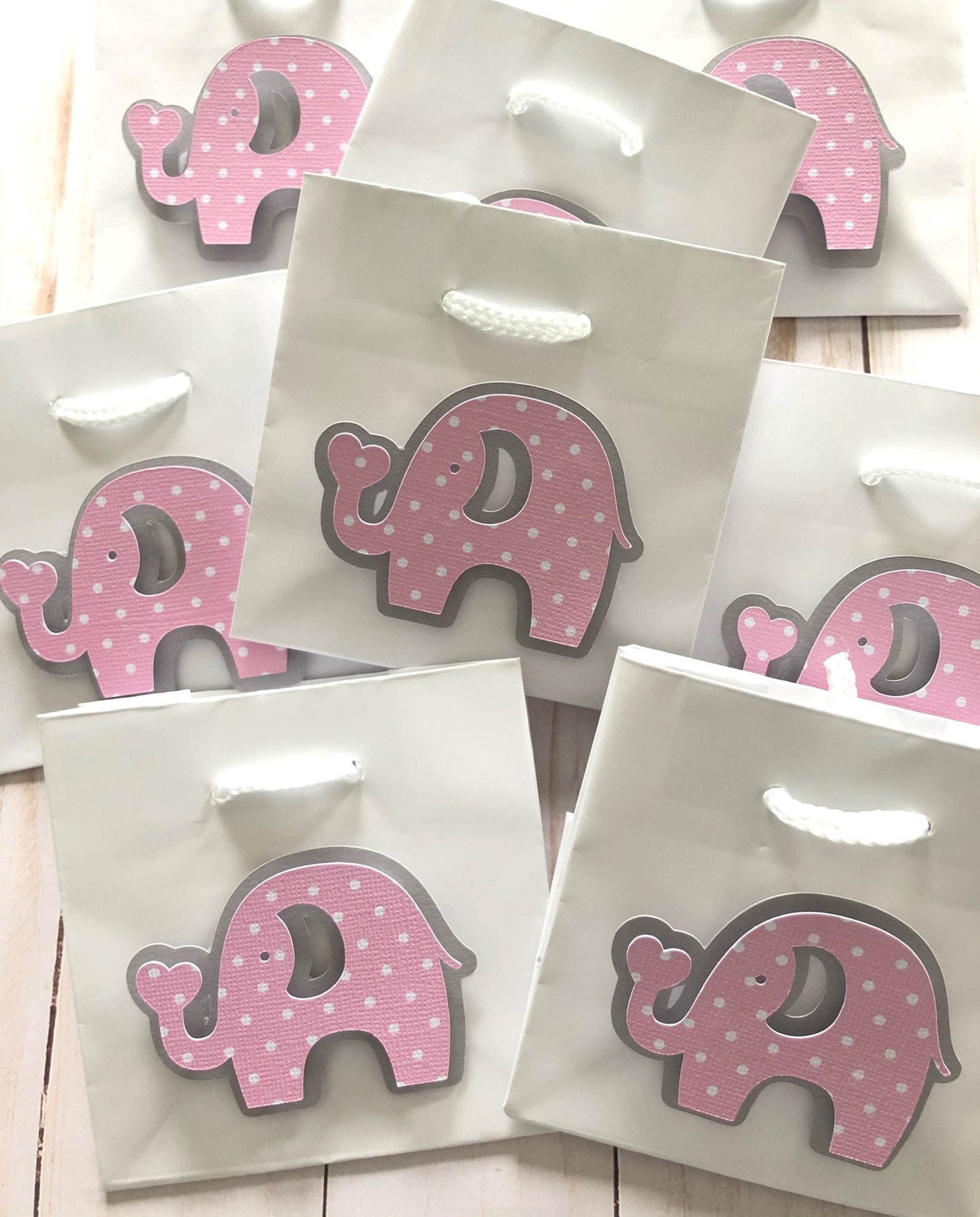 8 Baby Pink Elephant Gift Bags Baby Shower Party Favor Bag Etsy