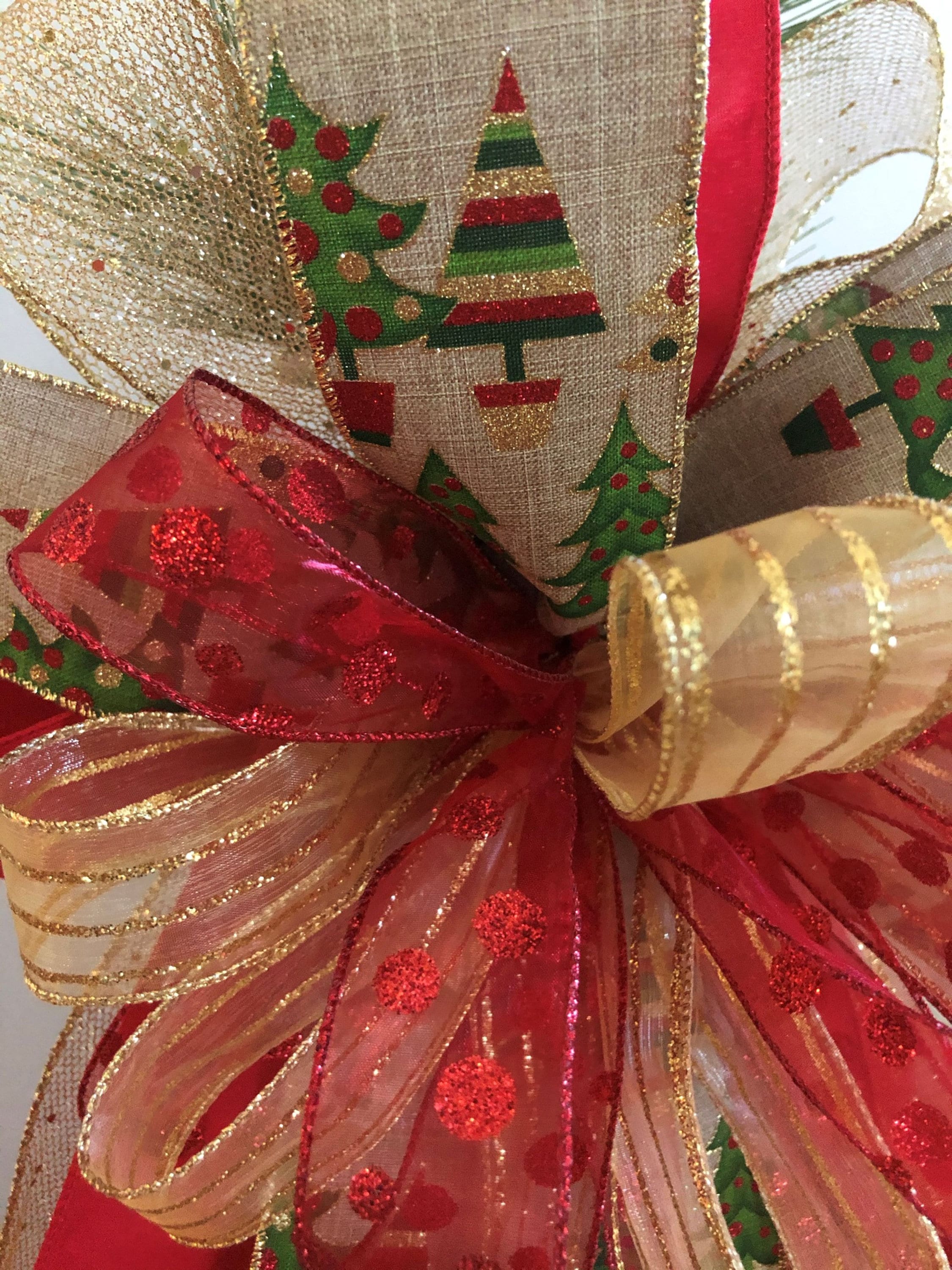 Christmas Tree Topper Bow Red and Gold Christmas Bow Large Etsy