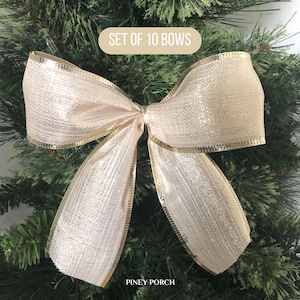 10 Gold Christmas Tree Bows, Gold Tree Decorations, Gold Bows for Christmas Decorating, Small Gold Holiday Accent Bows, Christmas Tree Decor