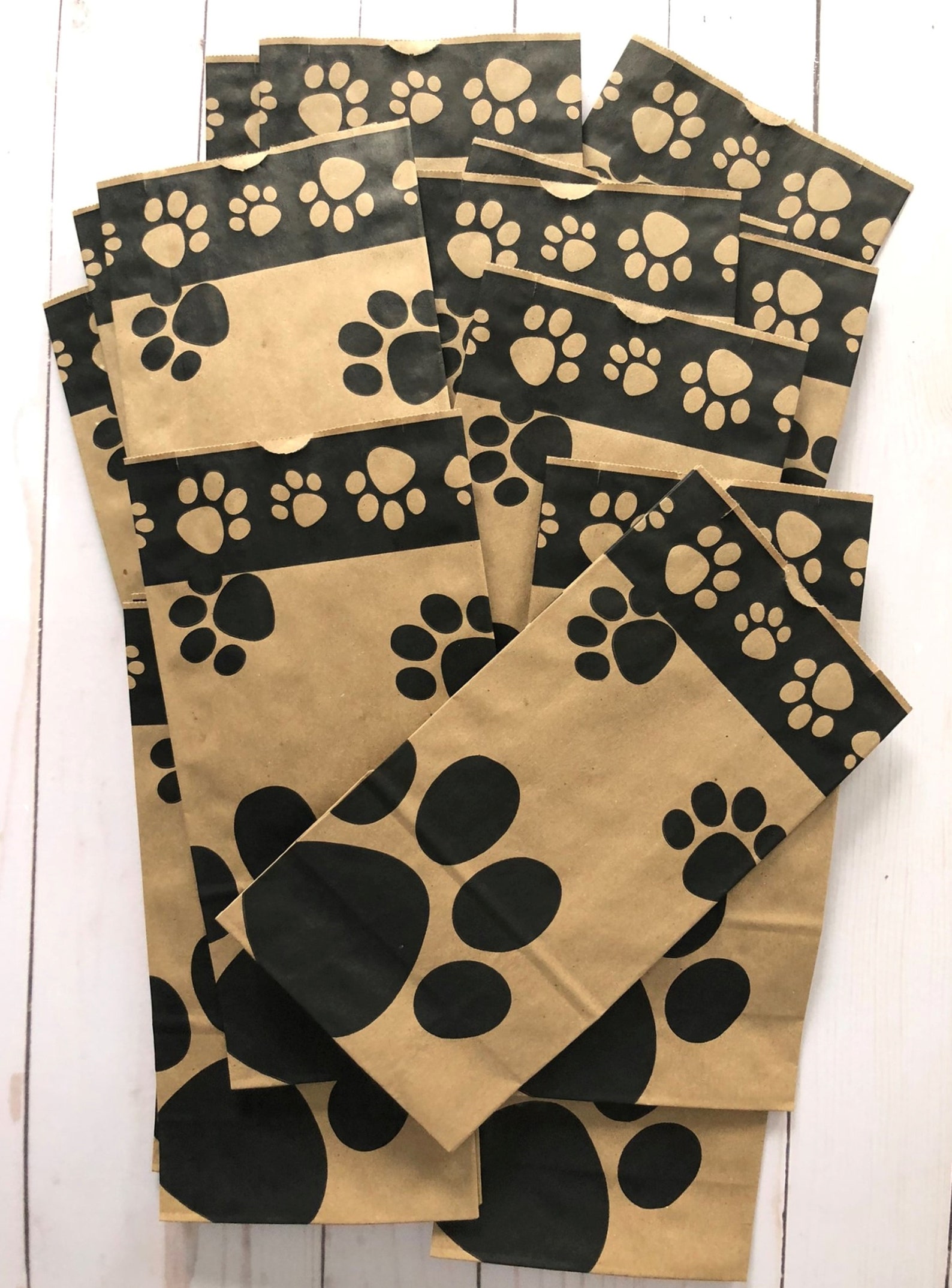 20 Black Paw Print Party Favor Bags Dog Goodie Bag Doggie Etsy