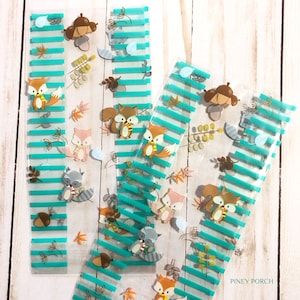 20 Woodland Animals Party Favor Bags, Woodland Baby Shower Decorations, Baby Shower Theme, Birthday Candy Bag, SMALL Cello Bags, 3.5"x7.5"