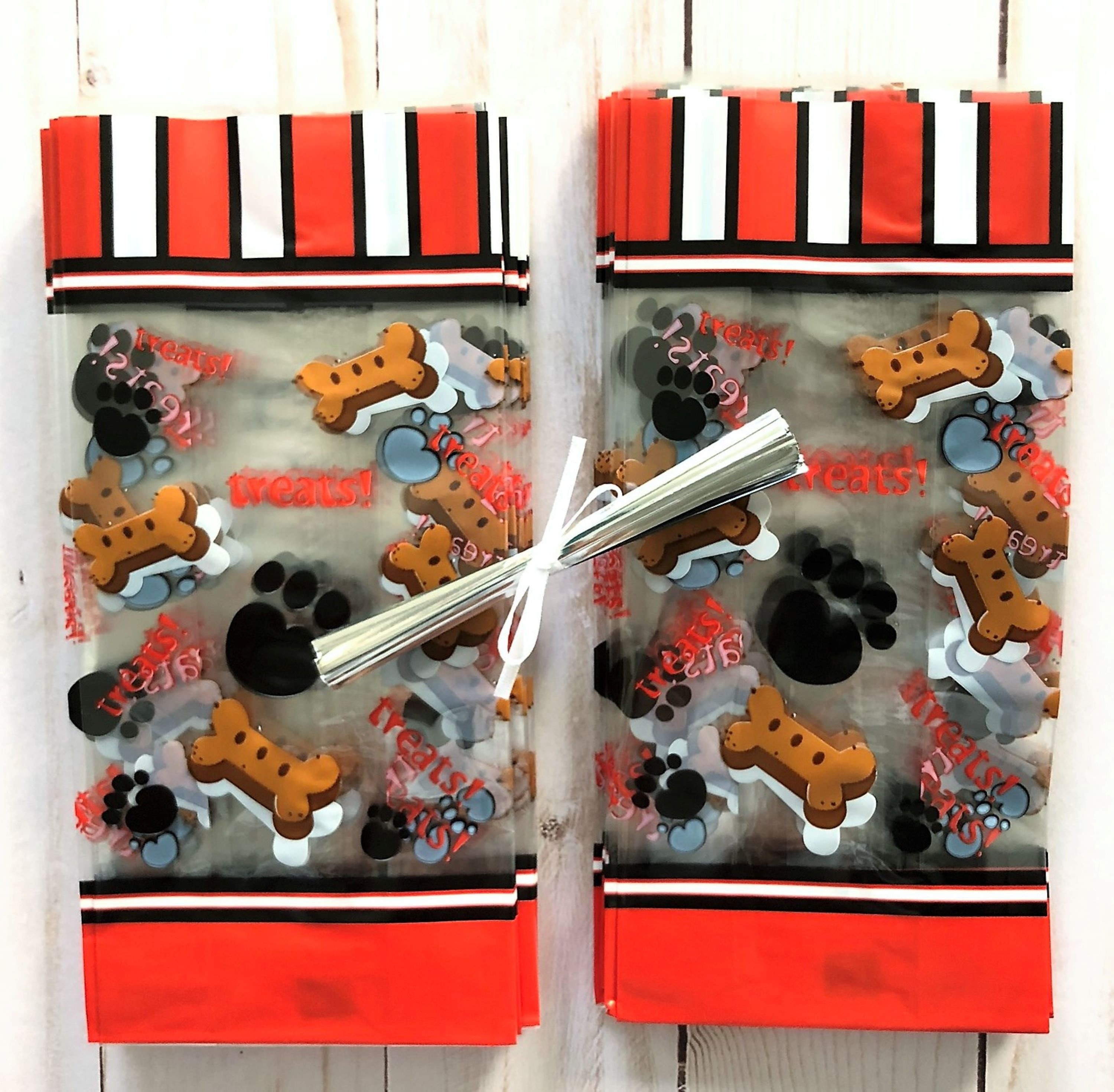 20 Paw Print Cello Bags for Dog Treats Doggie Treat Bags Dog Etsy