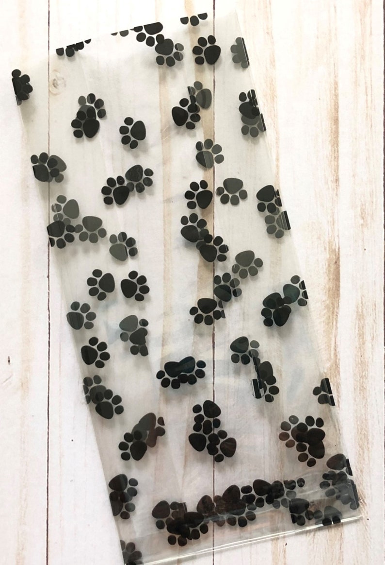 20 Black Paw Print Treat Bags Dog Cellophane Goodie Bags Etsy