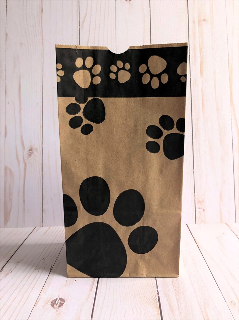 20 Black Paw Print Party Favor Bags Dog Goodie Bag Doggie Etsy
