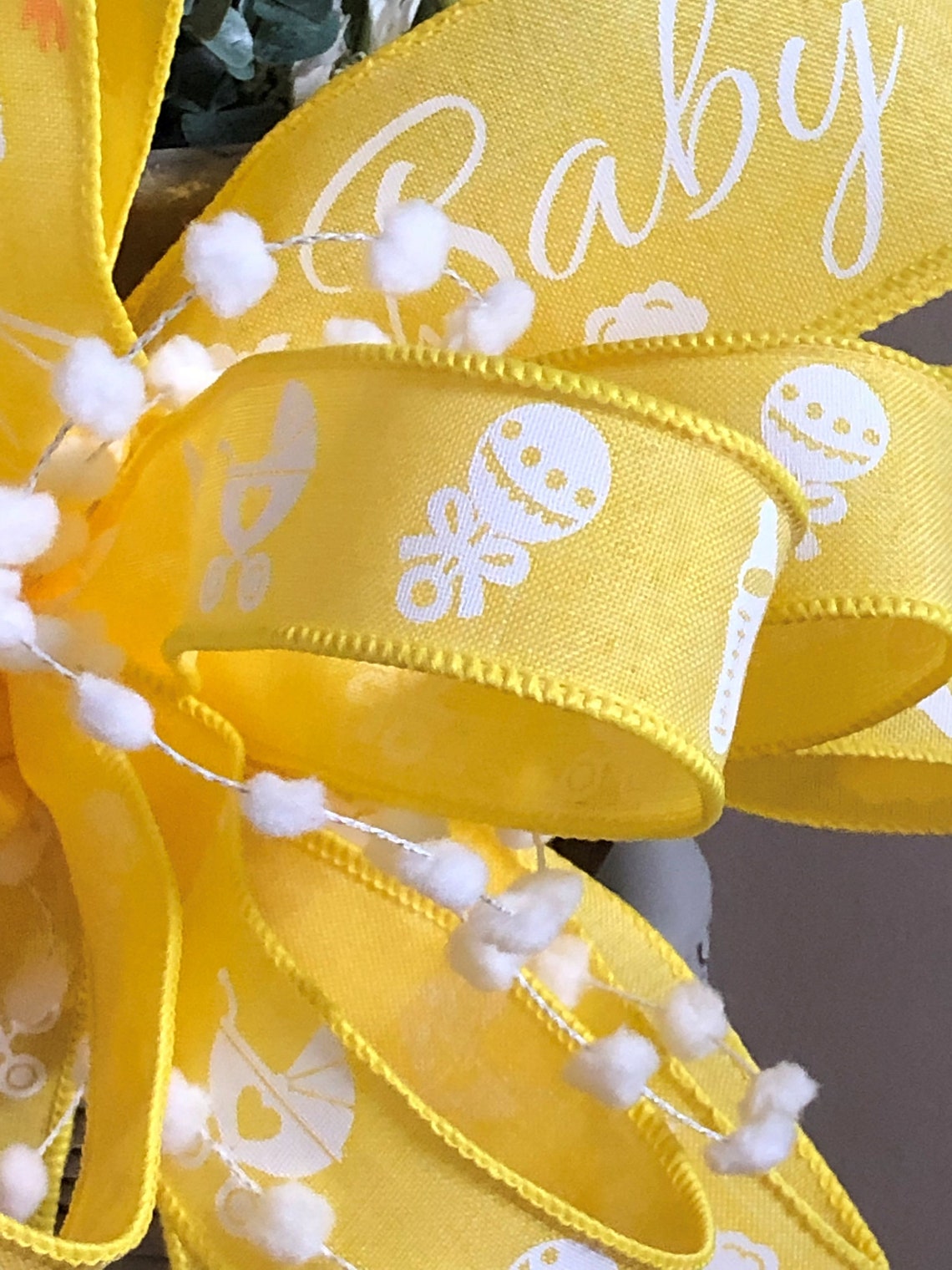 Yellow Baby Bow Yellow Baby Shower Decorations Neutral Baby Etsy