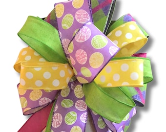 Easter Wreath Bow, Easter Eggs Lantern Bow, Easter Basket Bow, Front Door Decor, Easter Decorations, Bow for Wreath, Front Door Easter Bow