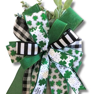 St. Patricks Day Bow, St Patricks Lantern Bow, Front Door Decor, Shamrock Wreath Bow, St. Patrick&#39;s Day Party Decoration, Lucky Shamrock Bow