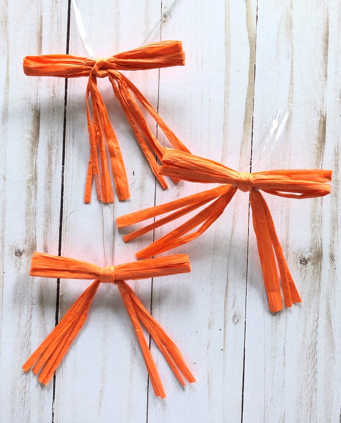 15 Orange PreTied Raffia Bows Small Raffia Package Bow Fall Etsy