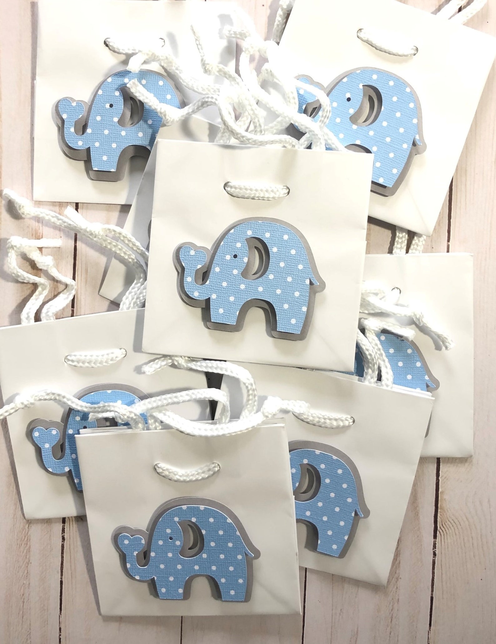 8 Baby Blue Elephant Gift Bags Baby Shower Party Favor Bag Etsy