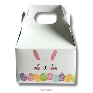 10 Easter Party Favor Boxes, Easter Party Decorations, Candy Treat Box, Easter Bunny Gift Box, Easter Mini Gable Box, Easter Egg Hunt Prizes