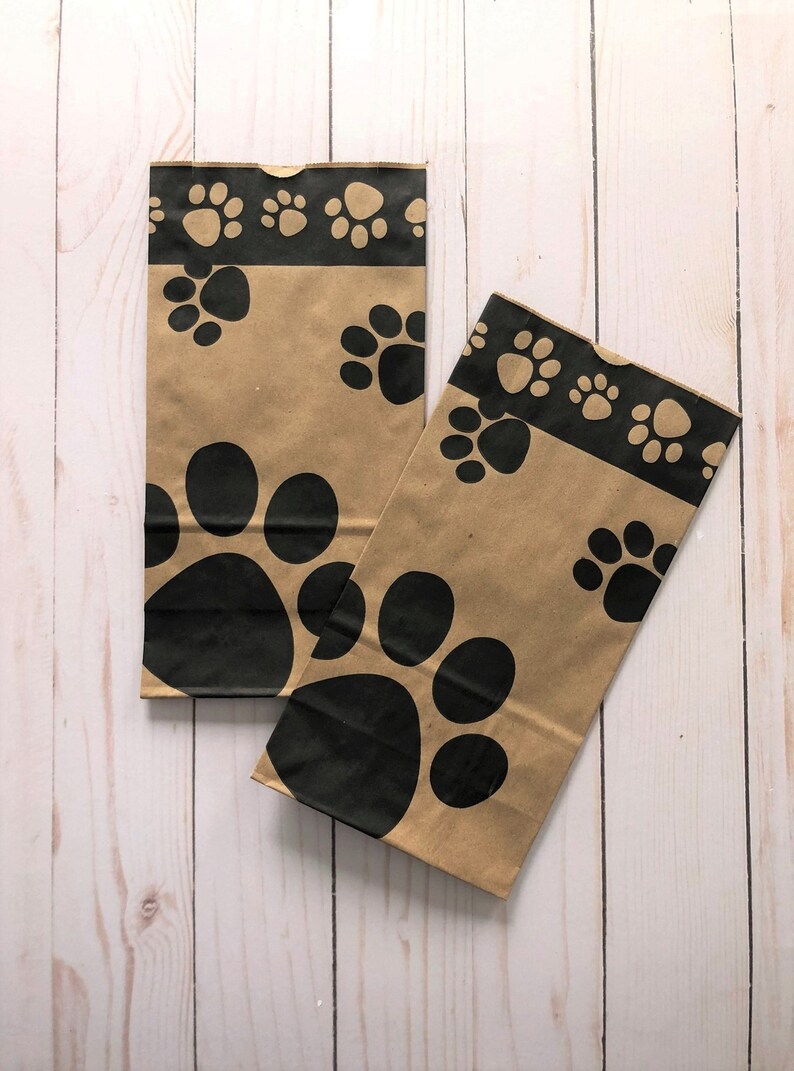 20 Black Paw Print Party Favor Bags Dog Goodie Bag Doggie Etsy