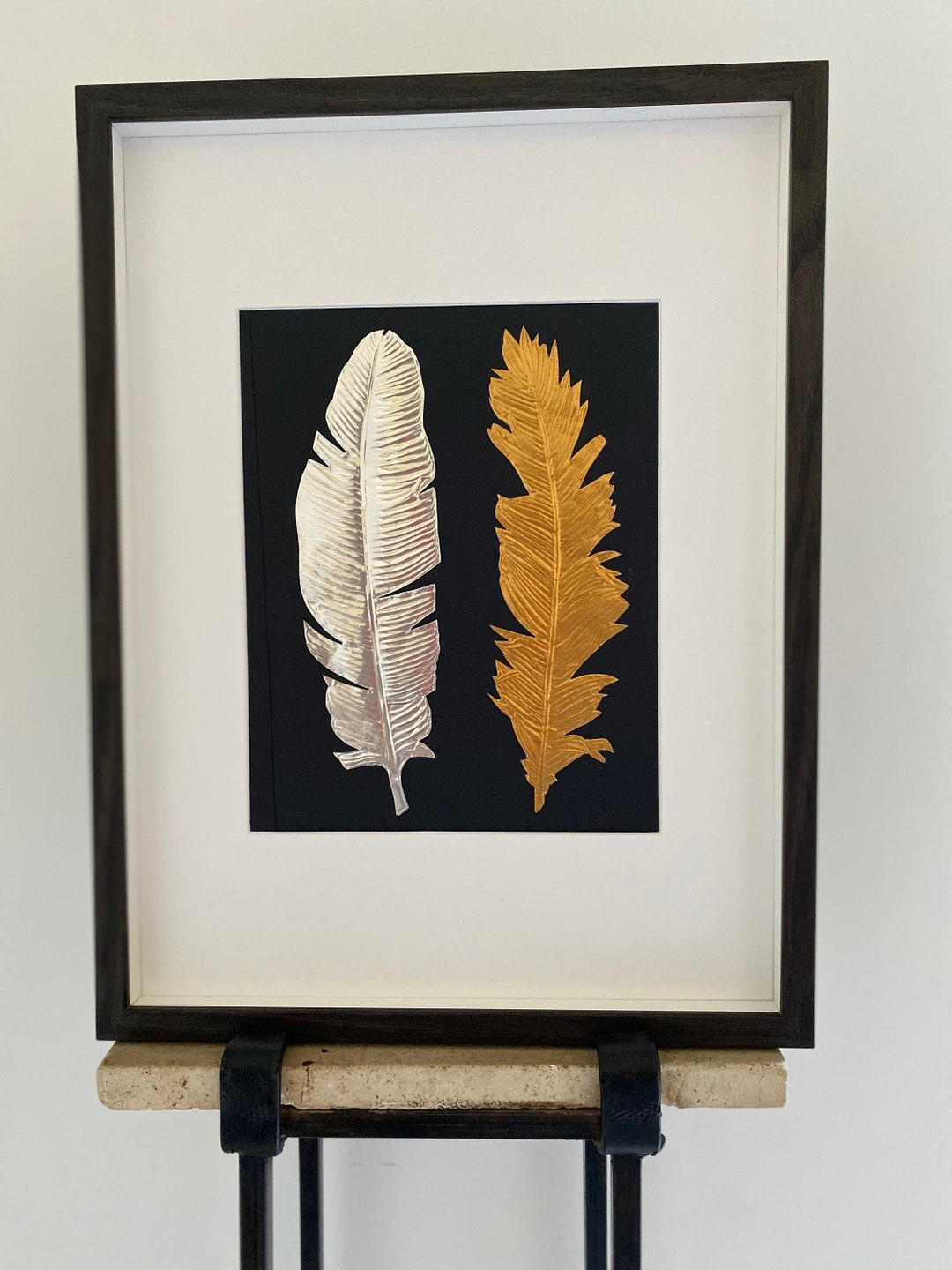 Feathers, Frame, Metal Art Decor, Embossing, Art Wall, Home Decor