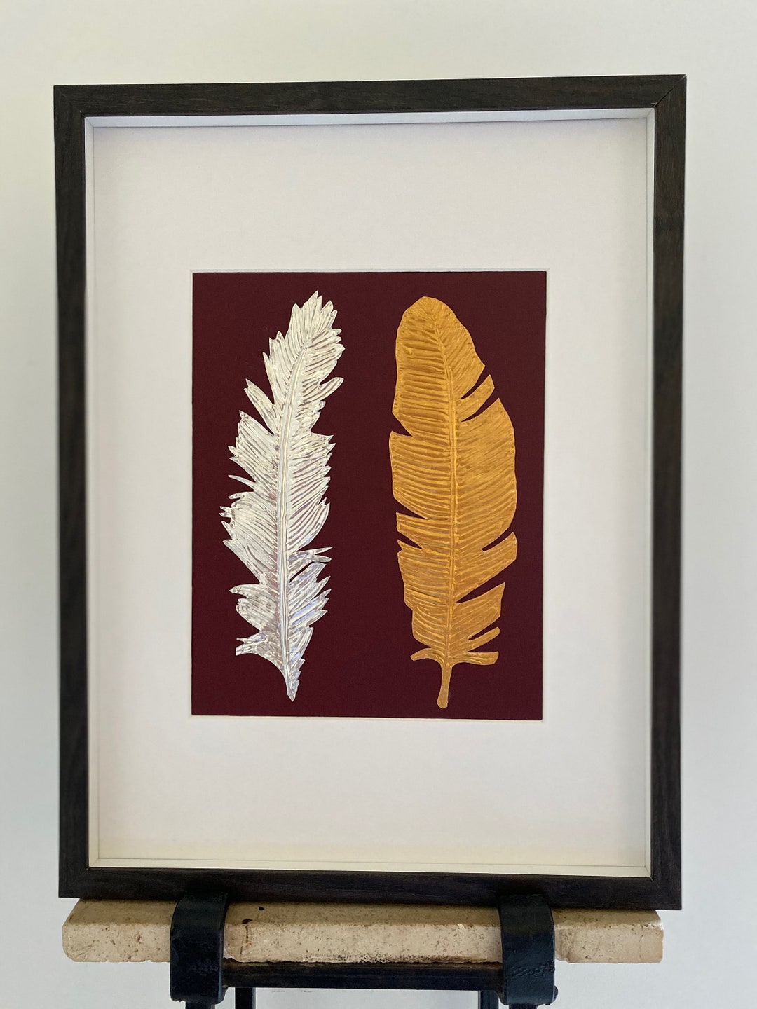 Feathers, Frame, Metal Art Decor, Embossing, Art Wall, Home Decor