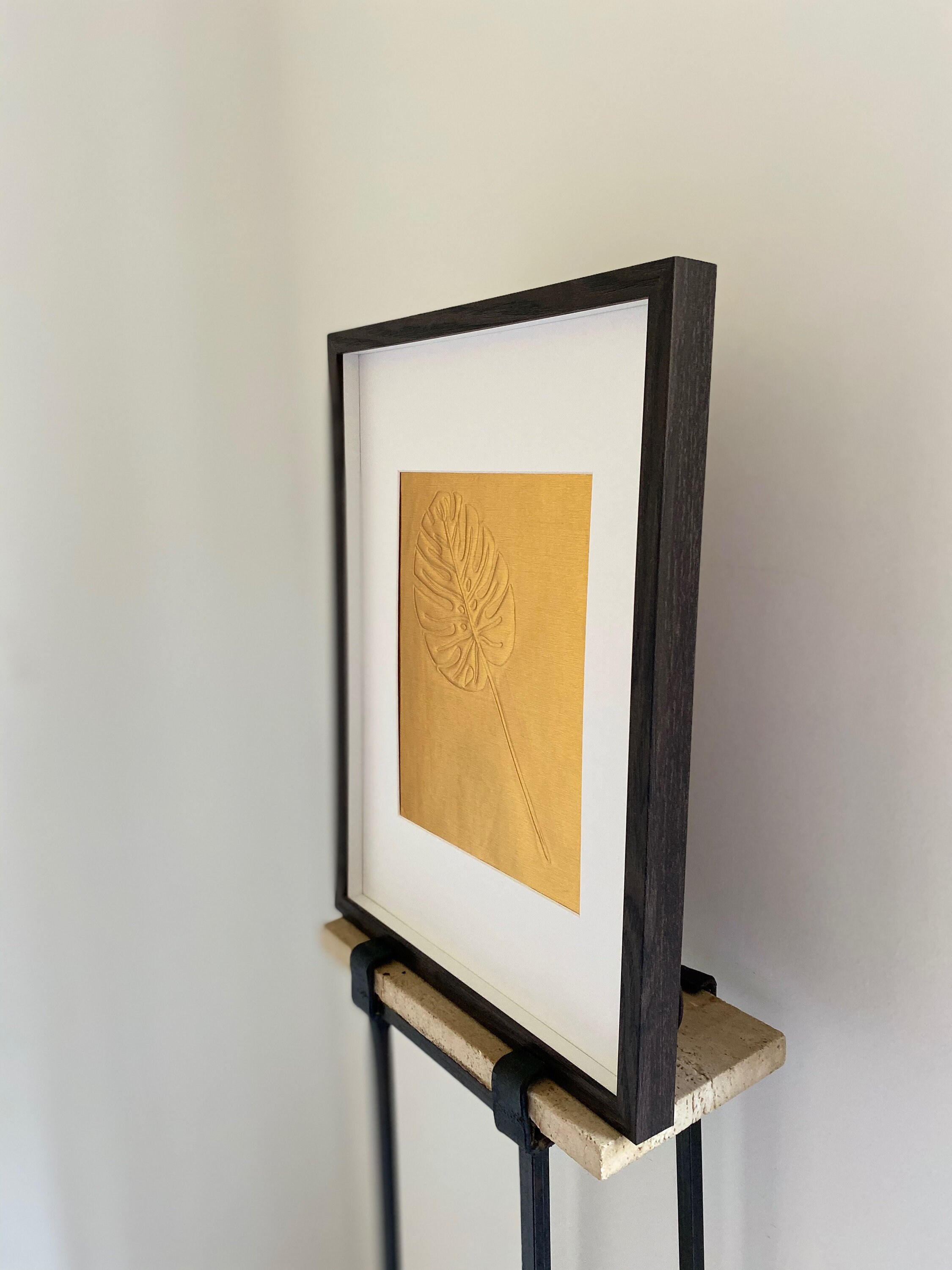Gold Monstera Leaf Frame Metal Art Decor Embossing Art Etsy