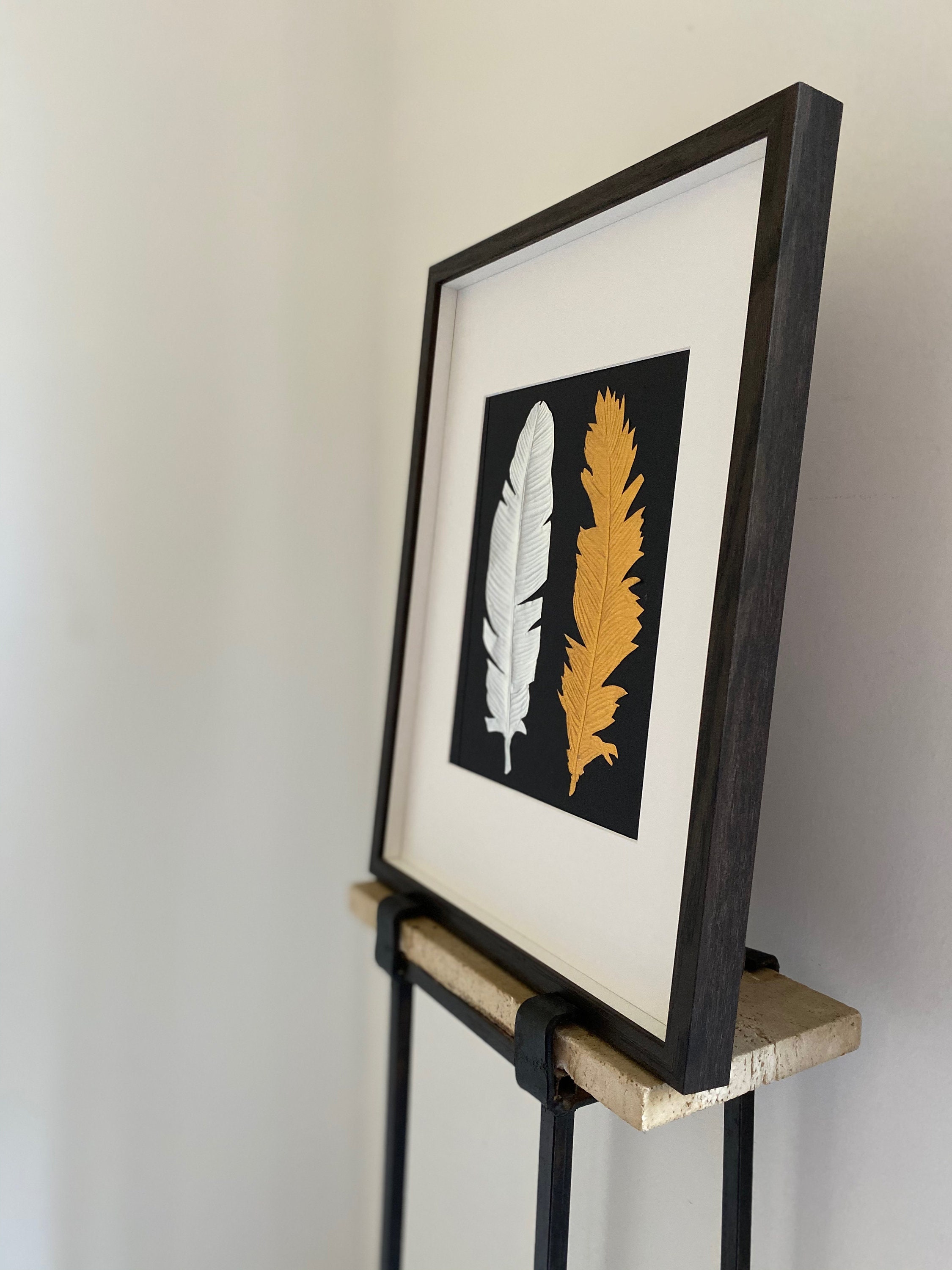 Feathers, Frame, Metal Art Decor, Embossing, Art Wall, Home Decor